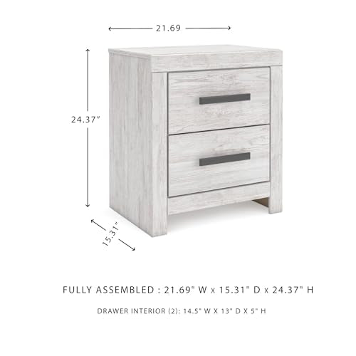 Nightstand 2 Drawer White