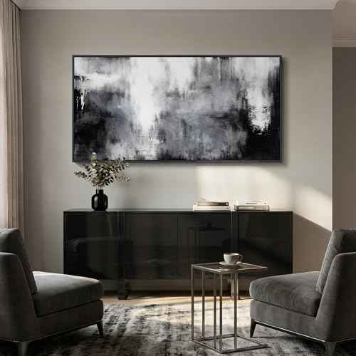 Large Framed Black and White Abstract Wall Art for Living Room