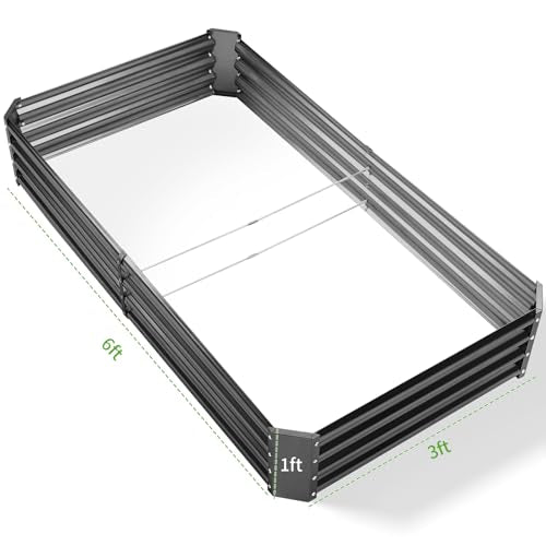 3 Pack 6×3×1ft Galvanized Metal Raised Garden Bed (3 Count)