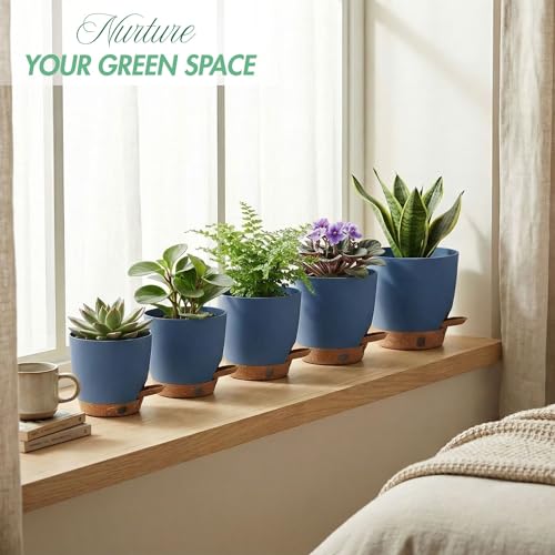 5 Pack Reservoir & Drainage Plastic Flower Pots (5 Count)