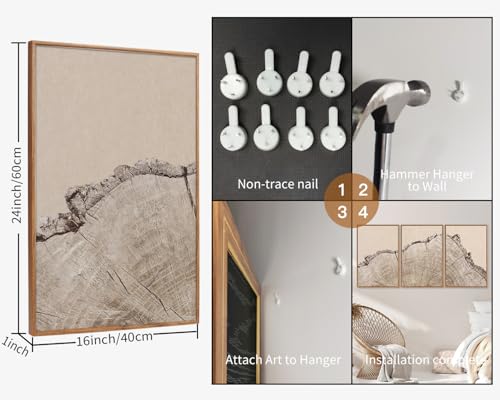 Large Tree Ring Framed Canvas Wall Art Set (3 Count)