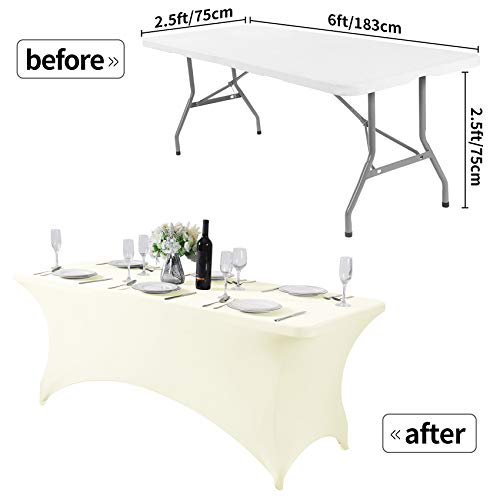 2Pack Spandex Table Cover for 6Ft or 4fT or 8ft Table Universal Fitted Stretch Tablecloth for Party