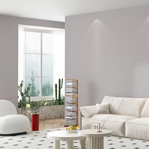 Grasscloth Peel and Stick Wallpaper 20.8"x394" Gray Thick Fabric Textured Linen Classic Faux Grassweave Neutral Removable Wallpaper Vinyl Film Roll for Home Use (56.7 Sq Ft)