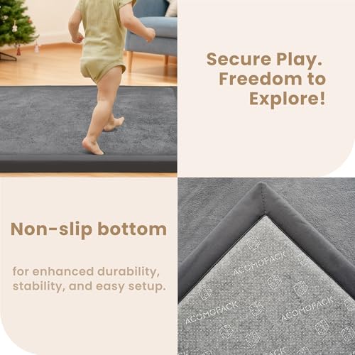 Baby Play Mat for Floor 1.3" Thick Memory Foam Play Mat 39"×59" Tummy Time Crawling with Non