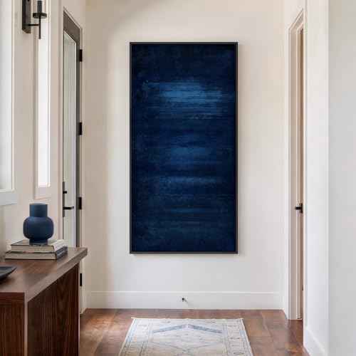 Large Framed Navy Blue Abstract Wall Art