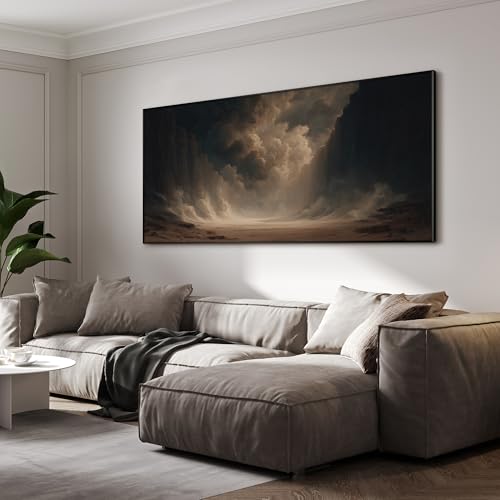 36"x72" Extra Large Framed Wall Art Dramatic Canyon Storm Cloudscape Illustration for Home Living Room Bedroom Decor