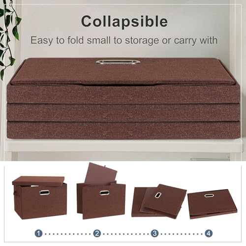 Storage Bins with Lids Fabric Closet Organizers Cubes Office Organization (3 Count)