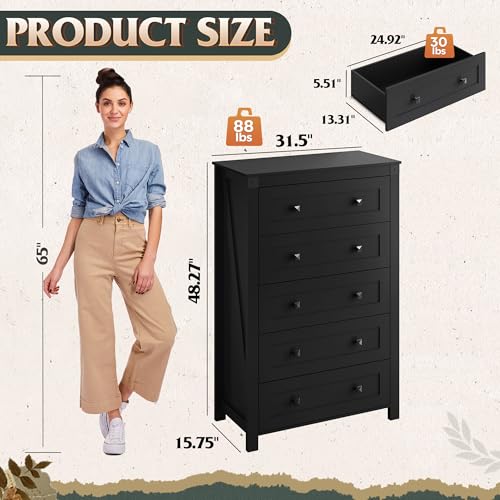 Farmhouse Black Dresser for Bedroom