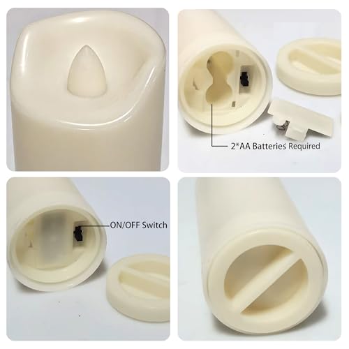 Waterproof Outdoor Battery Operated Flameless Candles with Auto Timer Flickering Plastic Resin Electric LED Slim Pillar Lights for Lantern Patio Garden Wedding Party Decorations 4 Pack (4 Count)