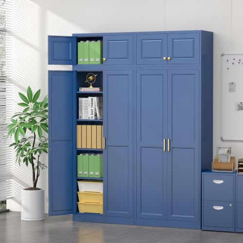 86"Metal Pantry Storage Cabinet with Doors & 4 Adjustable Shelves