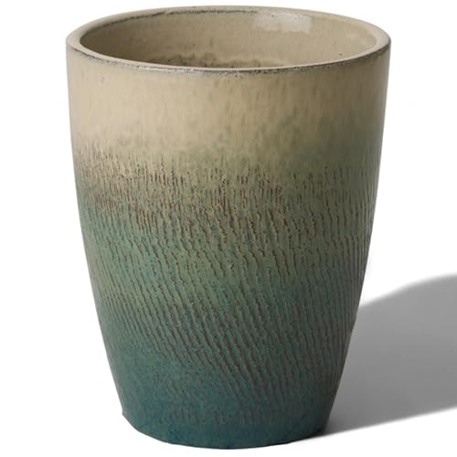 Emissary Bullet 9.5 in. Bayside Green Ceramic Round Planter