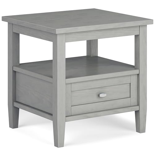 Warm Shaker 20" Wide Solid Wood Square End Table in Fog Grey