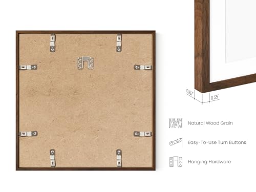 Walnut Square Frames 12x12 Matted to 8x8 (3 Count)