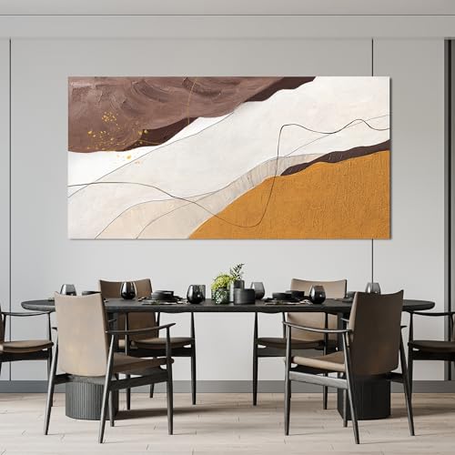 Large Modern Brown Wall Art Decor Canvas Abstract Wall Art Decor 29"x58"