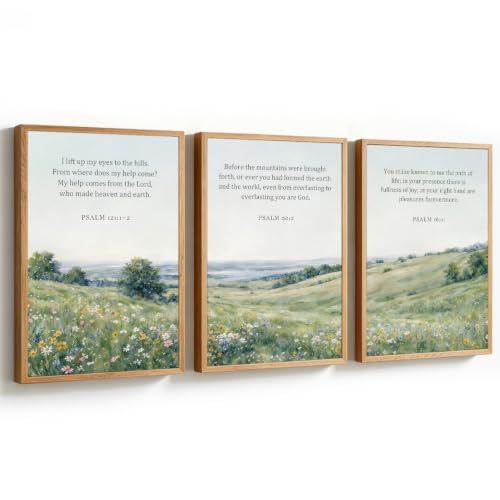 KAlRNE Scripture Wall Art Botanical Green Print Bible Verse Set (3 Count)