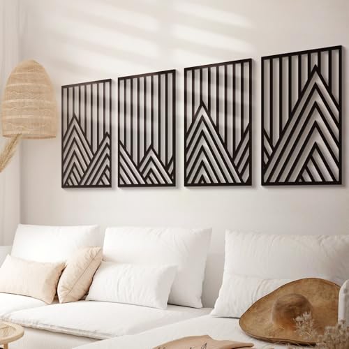 4 Pack Black Abstract Metal Wall Art (4 Count)