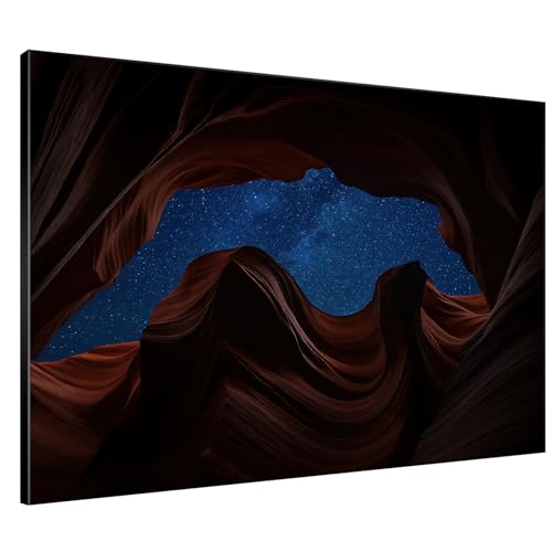36"x46" Extra Large Framed Wall Art Starry Night Sky Through Antelope Canyon Rock Arch for Home Living Room Bedroom Decor