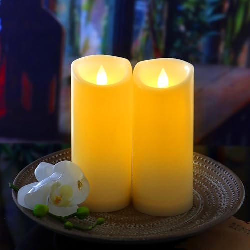 Outdoor Battery Operated Flameless Candles with Remote Timer D3”xH7” 2 PCS (2 Count)
