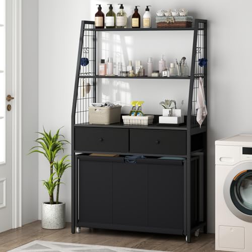 Laundry Hamper Laundry Basket with 3 Section Pull