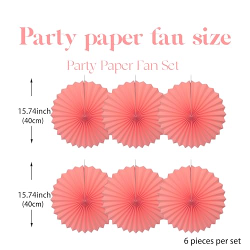 Pink Party Decorations Pink Hanging Paper Round Fans Bulk 16inch DIY