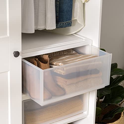 2-Pack, 47 Qt. Extra Large Stacking Drawer with Clear Door, White (2 Count)
