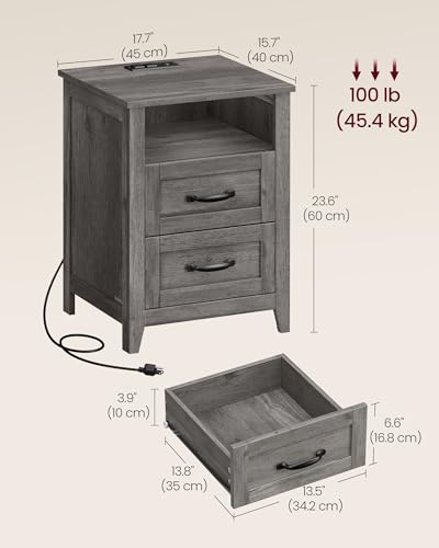 Farmhouse Nightstand with Charging Station