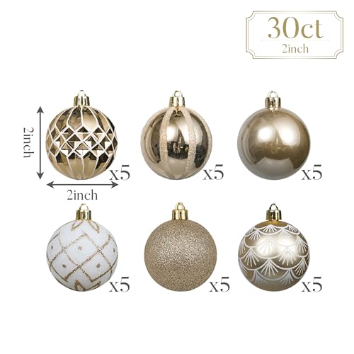 30ct Christmas Tree Decorations Ball Ornaments 2 Inches (30 Count)