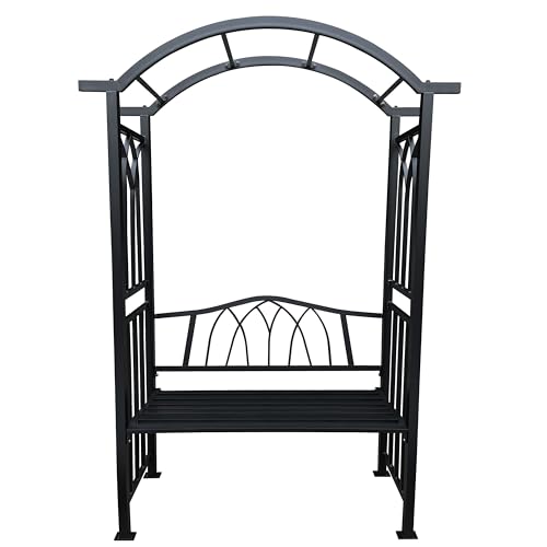 Black Aluminum Garden Arbor Arch with 2