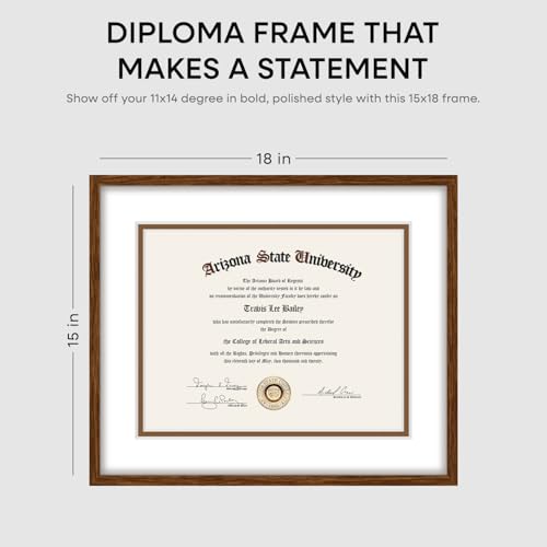 15x18 Brown Oak Diploma Frame