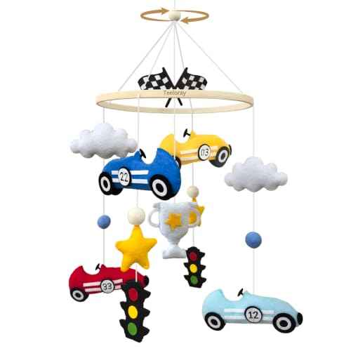 Baby Mobile for Crib Race Car Crib Mobile for Boys Newborn Gifts