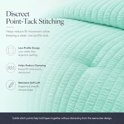 King Size Comforter Set 7 Pieces Mint Green Seersucker Bed in a Bag