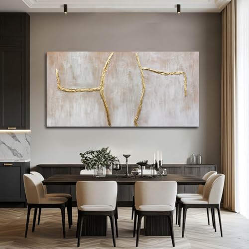 Large Wall Art Canvas Pictures Gold Artwork Pink Wall Decor For Living Room Abstract Poster Arts for Office 29"x58"
