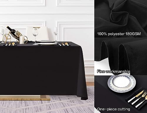 10 Pack 90x156 Inch Black Tablecloth for 8 Foot Rectangle Tables (10 Count)