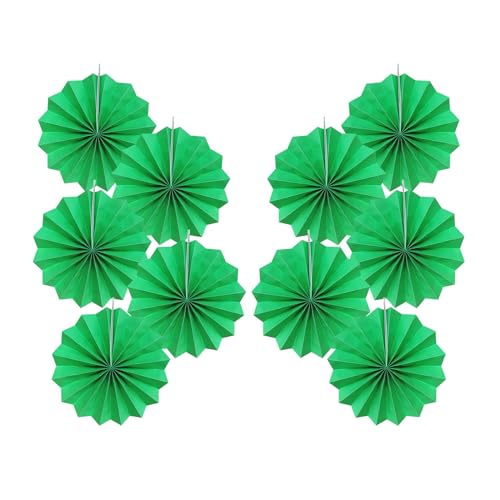 Green Party Decorations Green Hanging Paper Round Fans Bulk 8inch DIY