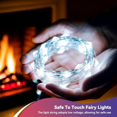 8 Pack Cool White Fairy Lights Battery Operated