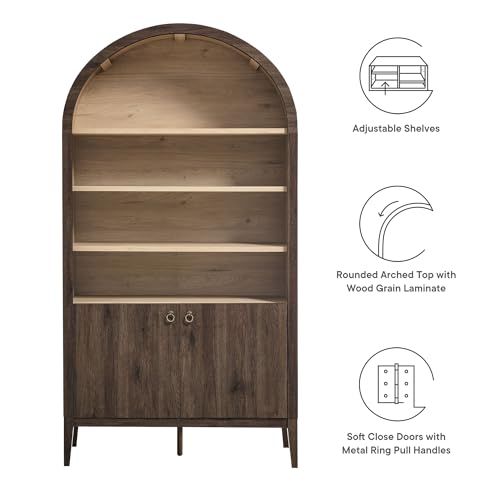 Nolan Tall Arched Storage Display Cabinet in Dark Walnut