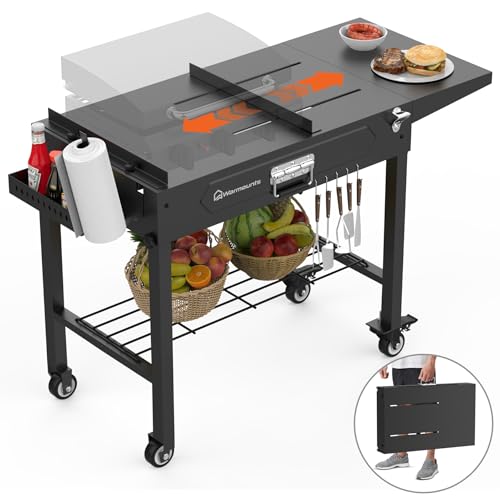 Foldable Grill Cart Outdoor with Wheels