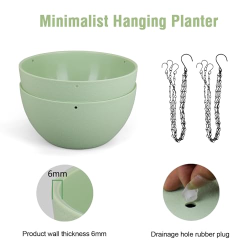 10 inch Hanging Planters Plant Pots for Indoor Outdoor Plants (2 Count)