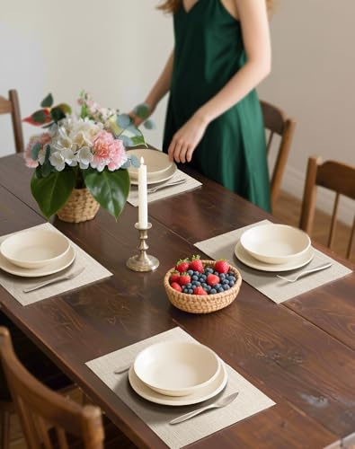Woven Vinyl Beige Placemats Set of 6 (6 Count)