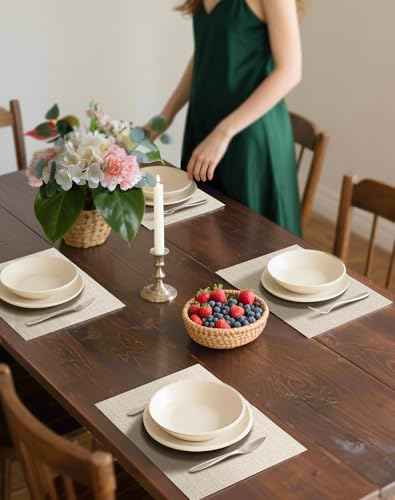 Woven Vinyl Beige Placemats Set of 12 (12 Count)