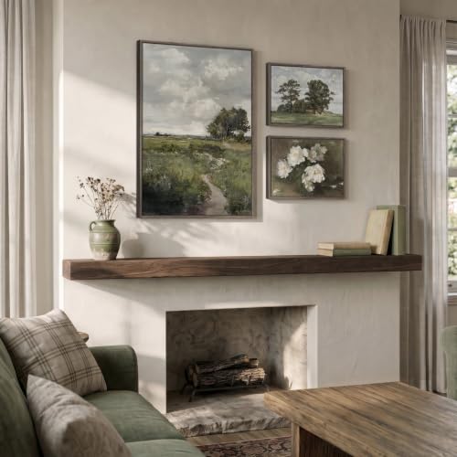 Large Framed Vintage Landscape Canvas Wall Art for Living Room (3 Count)