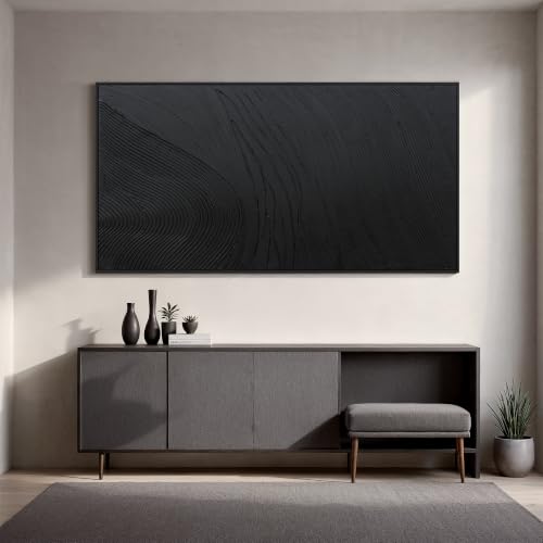 Large Black Abstract Wall Art Modern Hand