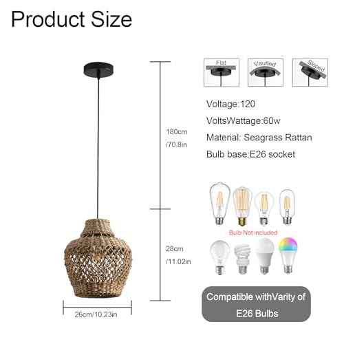 2 Pack Rattan Pendant Light (2 Count)