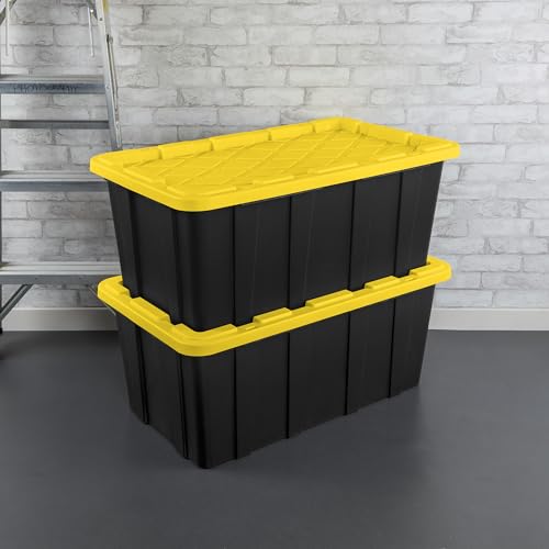 Industrial Storage Tote with Lids for Garage (4 Count)