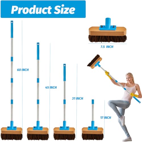 Floor Scrub Brush with Long Handle for Deck