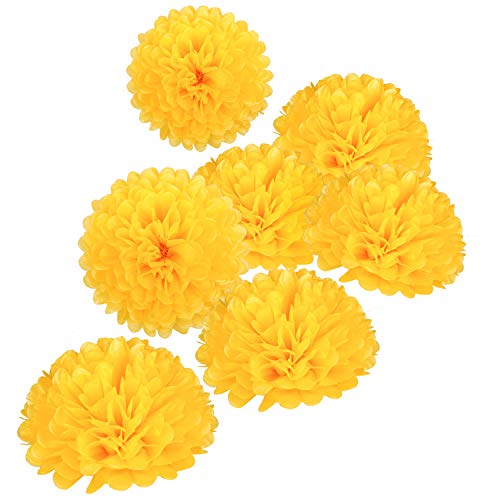 10" Yellow Tissue Pom Poms DIY Tissue Paper Flowers for Birthday Wedding Baby Shower Tea Party Dessert Table Decoration (18 Count)