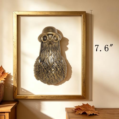Vintage Gold Crow Head Wall Decor with Metal Frame