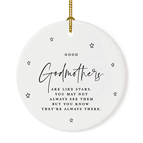 Round Ceramic Porcelain Christmas Ornament Collectible Godmother Gift