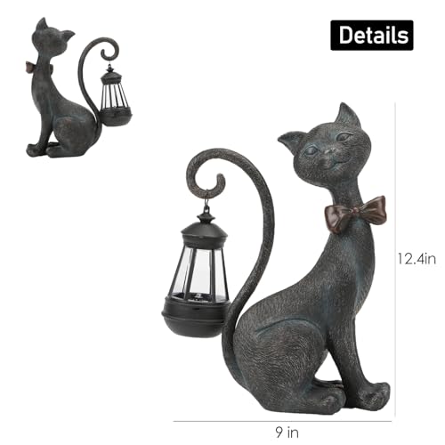 Cat Outdoor Statues with Solar Garden Light
