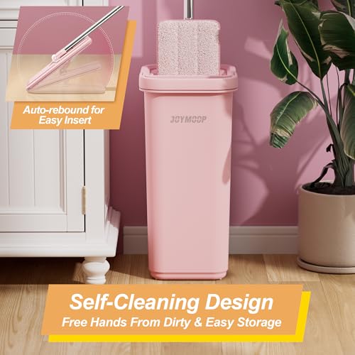 Pink Mop and Bucket with Wringer Set for Home